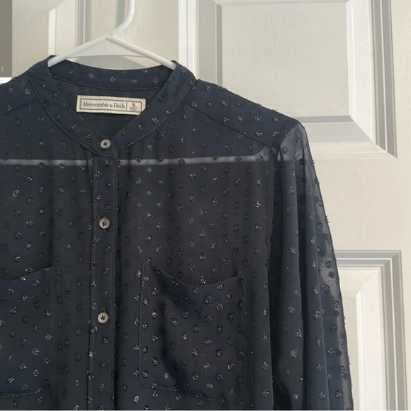 Abercrombie & Fitch Dot Metallic Button Down Blouse size S - Picture 3 of 13